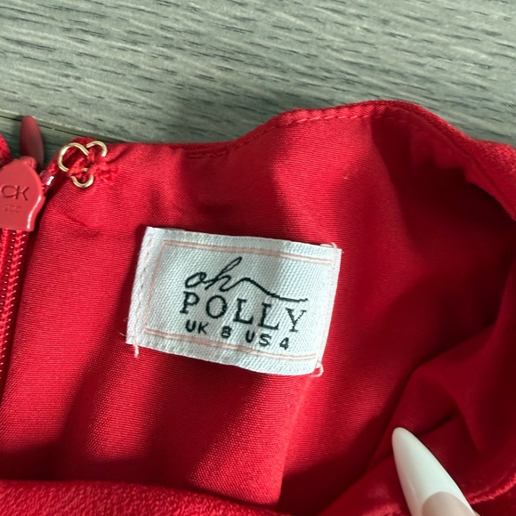 Oh Polly Luciana Heart Cut Out Long Sleeve Mini Dress in Fire Red - Picture 3 of 4